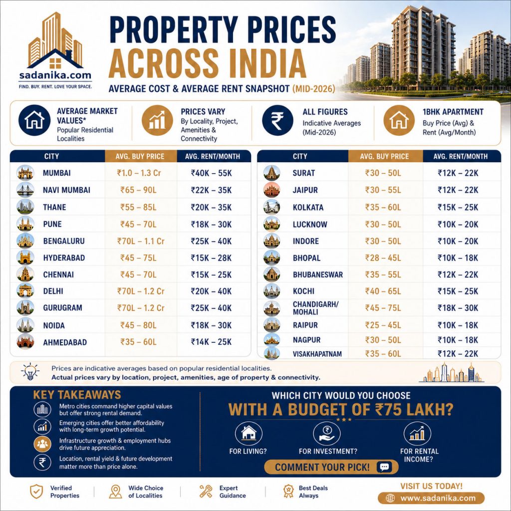 Property Prices Across India: A Practical Guide for Homebuyers and Investors (2026)